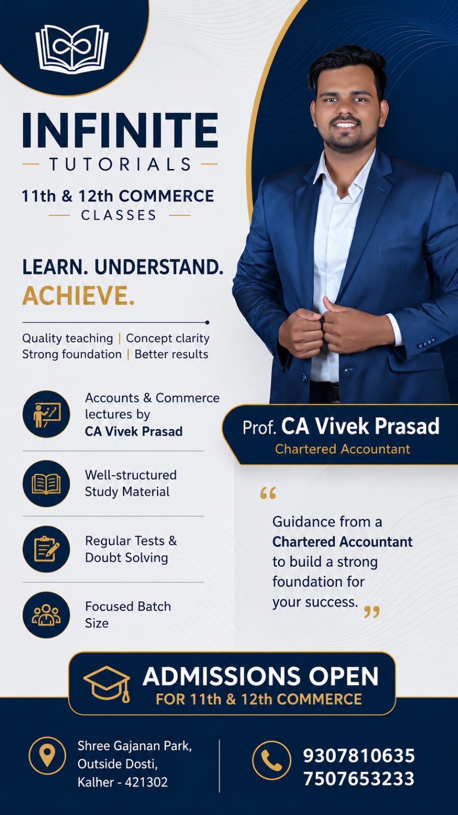 Prof. CA Vivek Prasad Commerce faculty poster